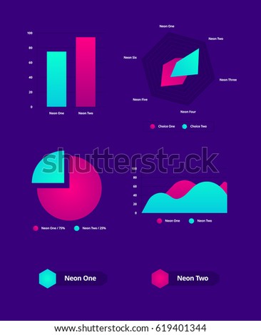 Neon. Set of infographics elements. EPS10.