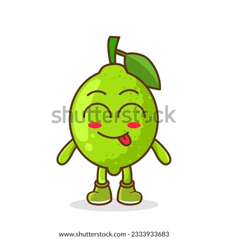 Cute lime character is teasing and sticking out his tongue. eyes closed tongue out emoji