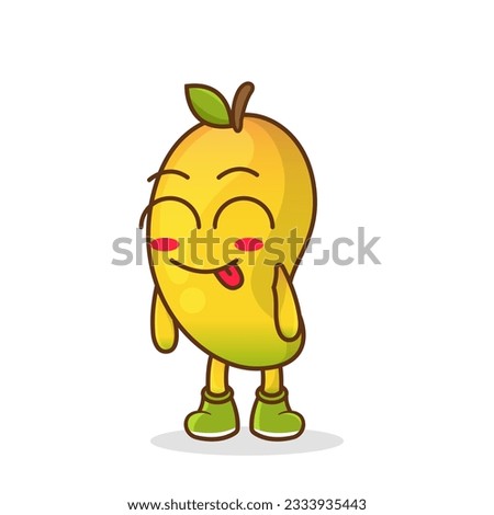 Cute mango character is teasing and sticking out his tongue. eyes closed tongue out emoji