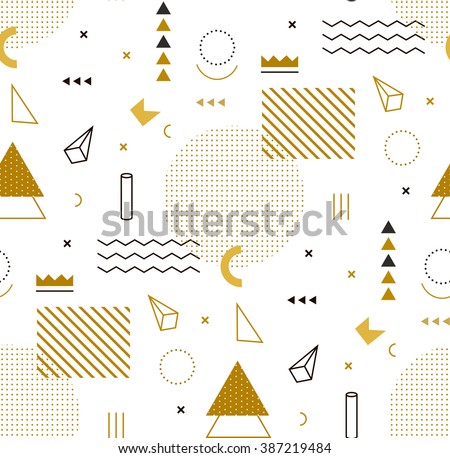 Geometric gold pattern for fashion and wallpaper. Memphis style for fashion.