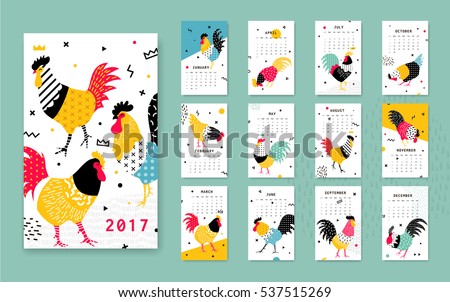 Chinese new year chinese calendar year of the rooster template vector ...