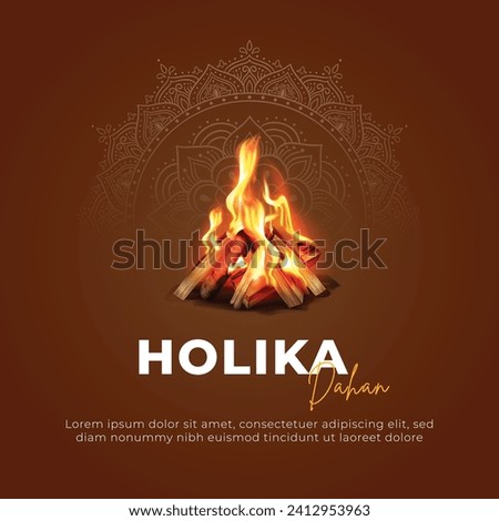 Happy Holika Dahan Post and Greeting Card. Holika Dahan Indian Festival Celebration Flyer Design and Background Vector Illustration