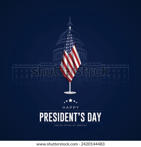 Happy President's Day Social Media Post. Presidents Day of USA Banner and Greeting Card with USA Flag and Text Vector Illustration