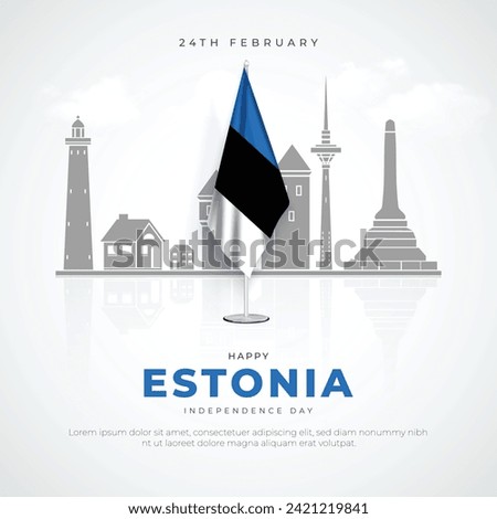 Happy Estonia Independence Day Greeting Card and Post. 24th February - Independence Day of Estonia Celebration and Background with Estonia Flag and Text Vector Illustration