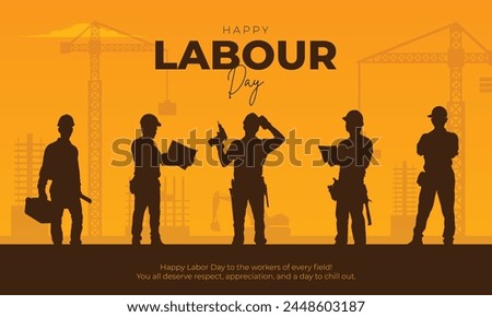 Happy Labor Day Banner and Greeting Card. International Worker's Day Celebration. 1st May - Labour Day Vector Illustration