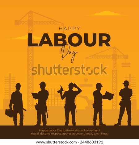 Happy Labor Day Post and Greeting Card. International Worker's Day Celebration. 1st May - Labour Day Vector Illustration