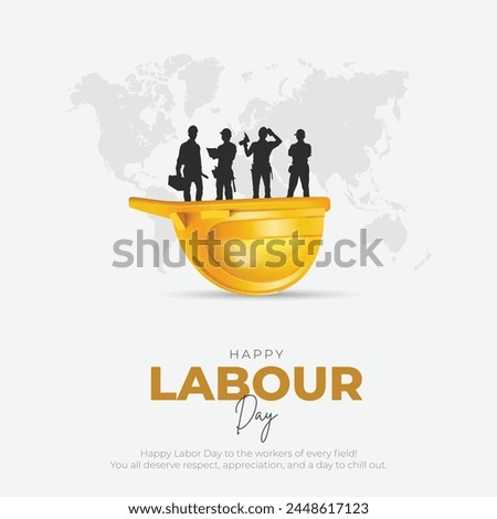 1st May - Happy Labour Day Post and Greeting Card. International Worker's Day Celebration. Minimal and Modern Labor Day Banner with Text and Cap Vector Illustration