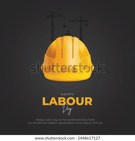 1st May - Happy Labour Day Post and Greeting Card. International Worker's Day Celebration. Minimal and Modern Labor Day Banner with Text and Cap Vector Illustration