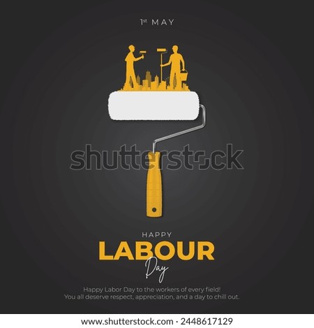 1st May - Happy Labour Day Post and Greeting Card. International Worker's Day Celebration. Minimal and Modern Labor Day Banner with Text Vector Illustration