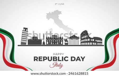 Happy Italy republic Day Banner and Greeting Card. Republic Day of Italy Celebration with Italy Flag and Text Background Vector Illustration