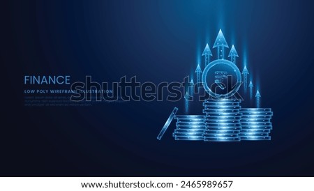 Business and finance concept with a stack of rupee coins growing and increasing. Rising upward graph arrows and Investing money concept vector illustration