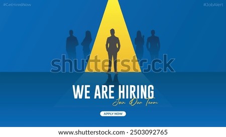 We are hiring Job Employee and join our team banner design. Hiring recruitment open vacancy. Hiring employee social media post vector illustration