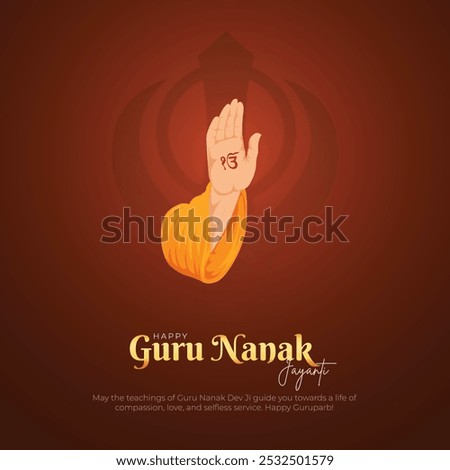 Happy Guru Nanak Jayanti Post and Greeting Card. Celebrating Birthday of Guru Nanak Dev Ji Banner Vector Illustration