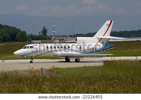 Business jet getting ready to depart