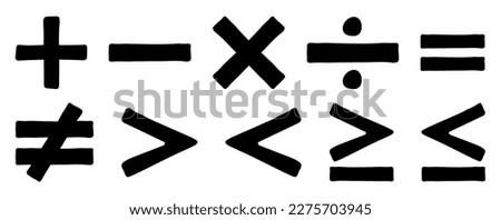 Basic math symbols in black color
