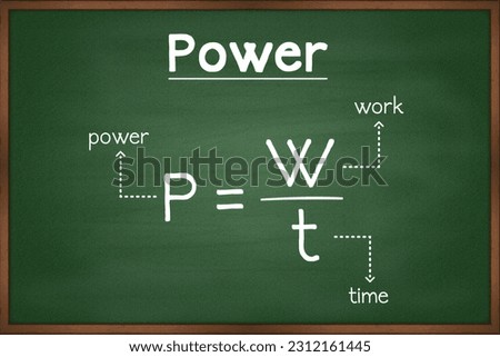 Power Physics formula on green chalkboard vector