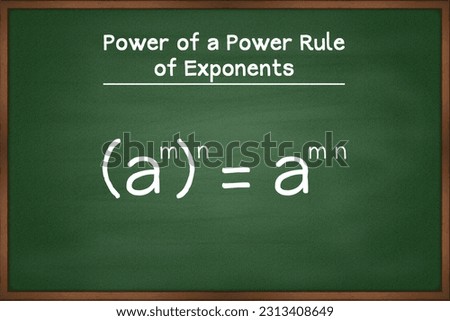 Power of a power rule of exponents formula. Algebra math formula on green chalkboard vector