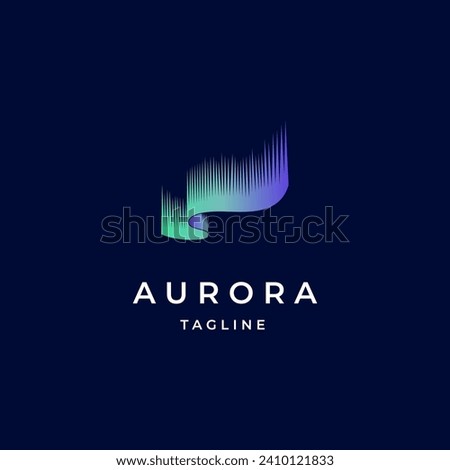 aurora logo design, modern northern lights sky aurora borealis icon logo design illustration