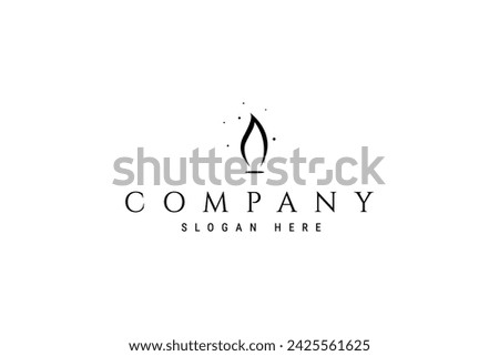 candle flame illustration vector logo design template