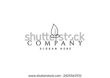 Vector logo illustration abstract image of candle flame with continuous line design style