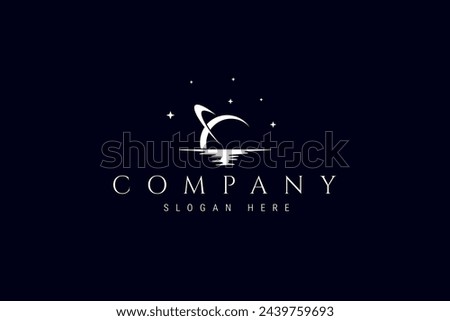 logo design vector illustration abstract image of planet saturn space at the end of the land