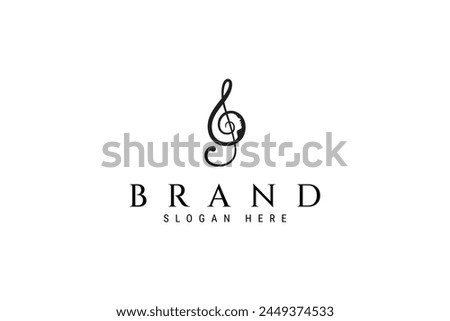 treble clef music vector design with logo elements of people singing, vocal course, composer, singer karaoke music logo design