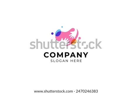 heart logo with hand care in caring love symbol colorful logo design