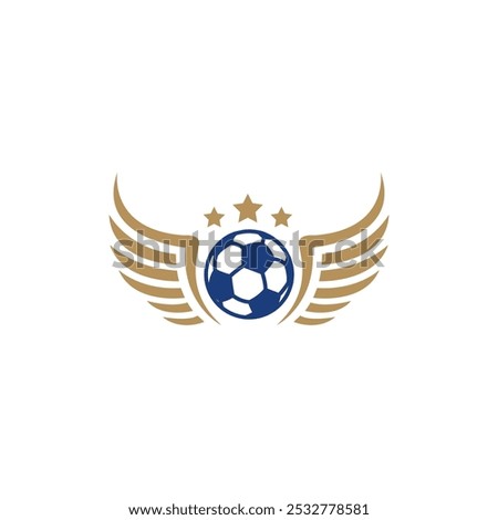 Soccer Football with Golden Wings combination Flat Vector Icon Logo Design