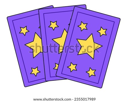 Mystical esoteric cards. Three tarot cards with isolated on a white background. Fortune telling concept. Vector flat illustration.