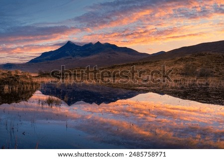 Similar – Image, Stock Photo Amazing sundown in highlands in summer