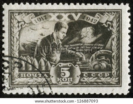 SOVIET UNION - CIRCA 1942: A stamp printed by the Soviet Union Post is entitled \