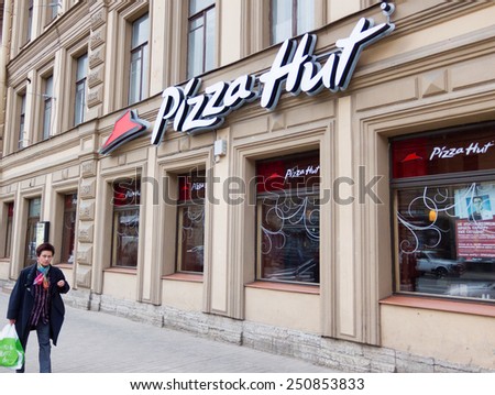 ST.PETERSBURG - MAY 29, 2011: A Pizza Hut restaurant in Nevsky Prospekt. Pizza Hut, Inc. is a subsidiary of Yum! Brands, Inc., the worlds largest restaurant company.