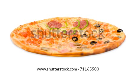 pizza of four quarters of different kinds , clipping path