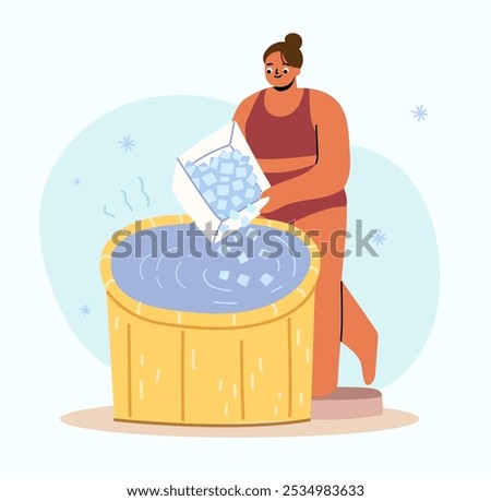 Image, Stock Photo Woman adding ice in splashing cocktail