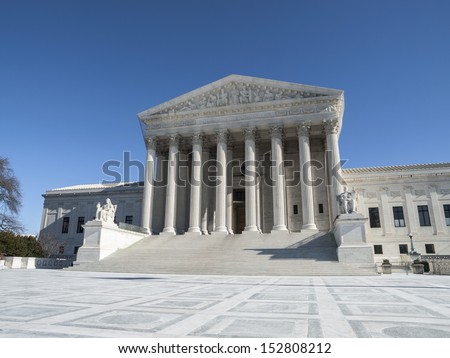 Supreme court building exterior in Washington DC, USA.