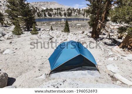 Wilderness back country tent site in the Sierra Nevada Mountains in California.