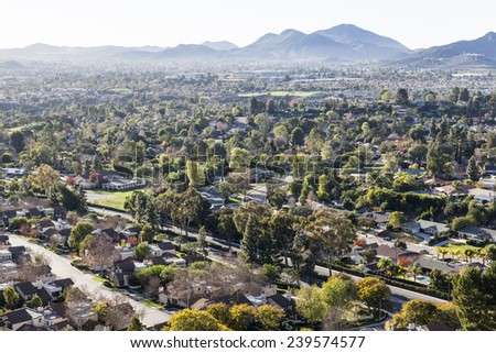 Affluent bedroom community suburbia in Thousand Oaks and Newbury Park near Los Angeles, California.