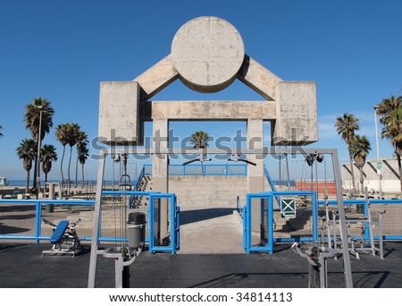 Famous Muscle Beach. Los Angeles City Park Workout Facility In Venice ...