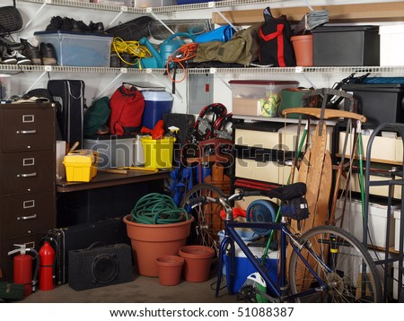 Busy corner of an over loaded garage.
