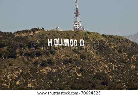 HOLLYWOOD CALIFORNIA - February 2:  Hugh Hefner donates money to the Hollywood sign trust to save 138 acres behind the sign from development, on February 2, 2011 in Los Angeles, California.