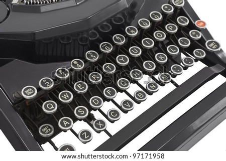 Vintage typewriter keys isolated on white.