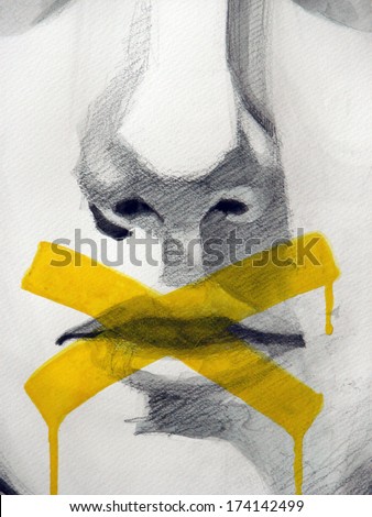 watercolor illustration of young mans mouth | handmade | self made | painting 