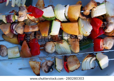 closeup of grilled fresh seasonal vegetables