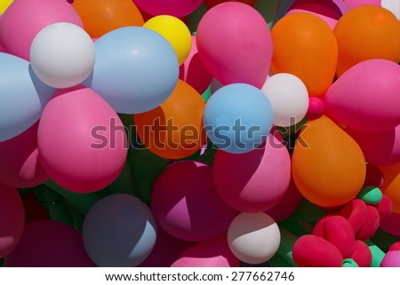 lots of colorful bright beautiful balloons at the festival