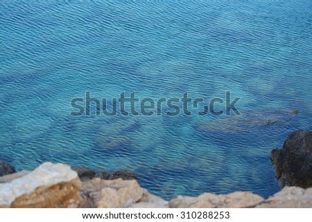bright blue turquoise water of the lagoon of the Mediterranean sea