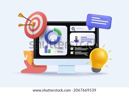 Concept of Project initiation. Project managment, life cycle. 3d vector illustration. Assignments , analyzing data concept. 3d vector illustration. Different features, 3D vector illustration free edit Stock foto © 