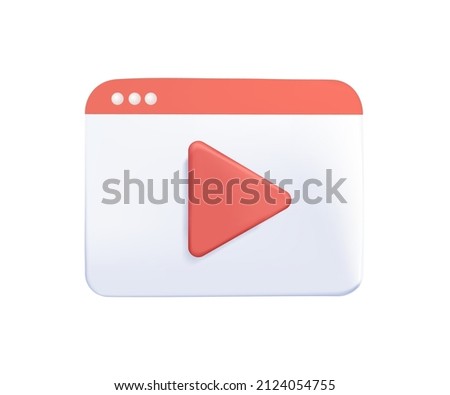 Video player, ui play button. Video, streaming, interface multimedia concept. 3d vector icon. Web page Cartoon minimal render. Realistic 3d screen live stream. Video frame icon. 3D vector free to edit