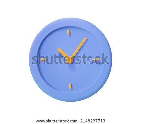 Round clock. 3d vector icon. Cartoon minimal style. Time-keeping , measurement of time, time management and deadline concept. Clock icon logo, app, UI. Clock icon Vector illustration, 3D free to edit