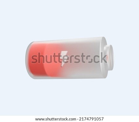 3D Battery charge indicator icon. Wireless charging energy sign. Level battery energy. on white background. 3D Vector illustration. Electric discharge or lightning, high voltage, long battery. Electro