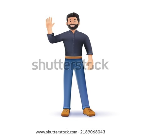 Smiling businessman in suit. Happy man, corporate boss, CEO or salesman. Leader success, management concept. 3d vector people character illustration. Cartoon minimal style. 3D render character